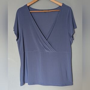 Addition Elle Petite Soft‎ Blue Faux Wrap Blouse